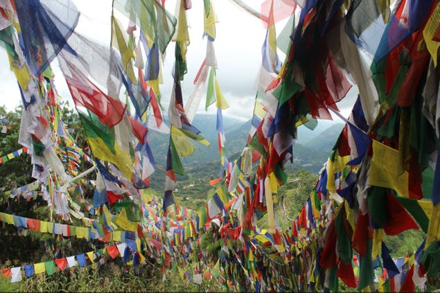 las banderas se encuentran en grupos de cinco, una de cada uno de los cinco colores elegidos. Los cinco colores representan los elementos en la cosmogonía tibetana y se encuentran ordenadas de izquierda a derecha en un orden específico. Distintos elementos se encuentran asociados con diferentes colores en tradiciones especifícas, propósitos y sadhana:

Azul (simbolizando cielo/espacio)
Blanco (simbolizando agua)
Rojo (simbolizando fuego)
Verde (simbolizando aire)
Amarillo (simbolizando la tierra)1